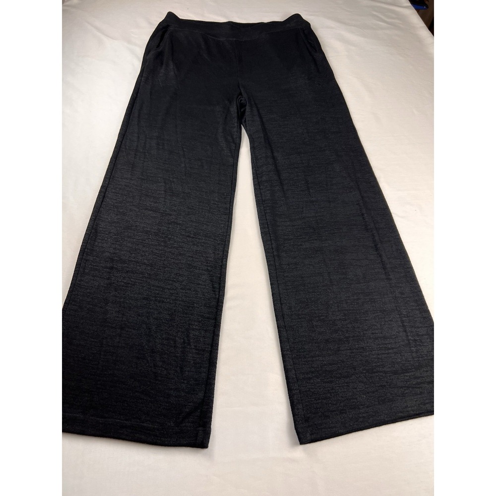 Chico's Zenergy Pants Soft Essential Wide-Leg Stretch Black Heather Sz 1 US 8/10